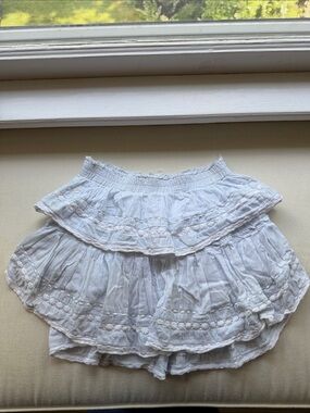 LoveShackFancy Light Blue Tiered Ruffle Skirt SMALL